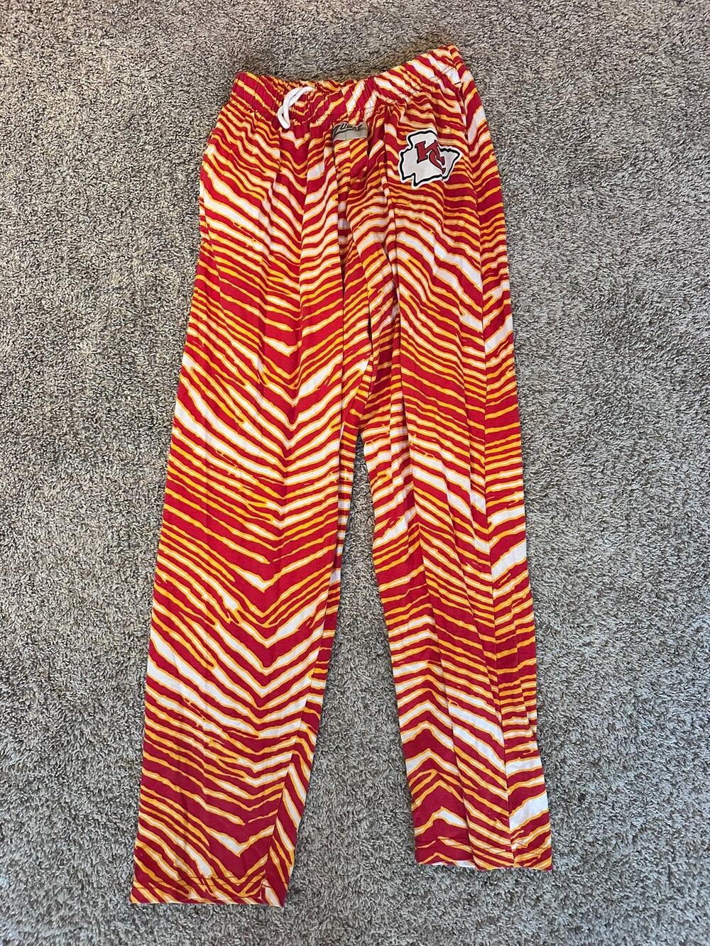Kansas City Chiefs Adult Size SMALL Red Yellow Zebra Print Lounge Pajama Pants